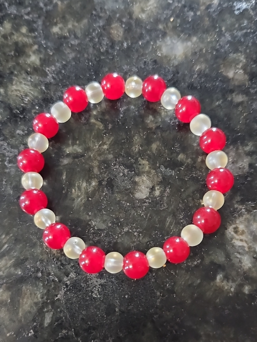 Handmade Red Carnealian and Yellow Faceted Beaded Bracelet
